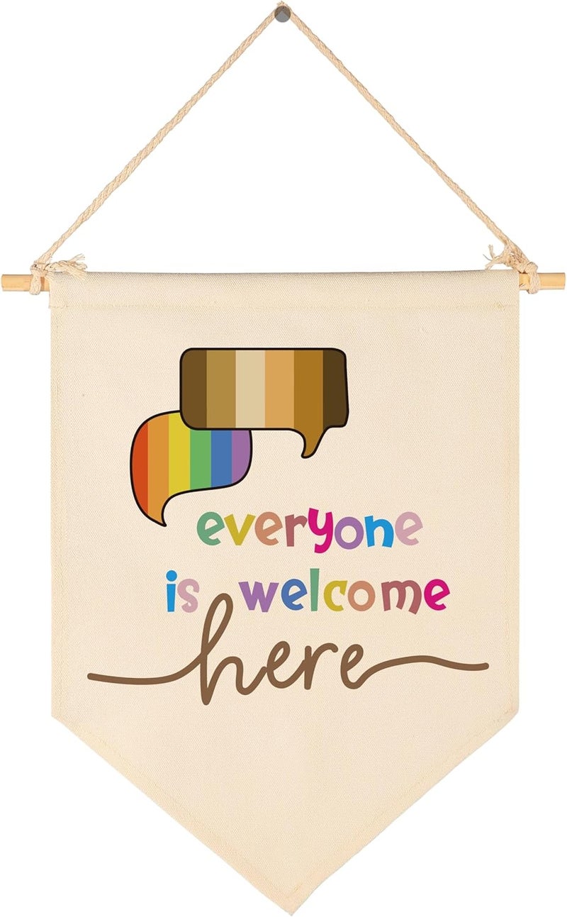 Sioial School Counselor Office Sign Decor-Social Worker Equality Safe Space Decor Gift-Classroom Nursery Hanging Flag Pennant Banner Wall Decoration-Diversity Education-Everyone is Welcome Here-Inclusion - Image 1
